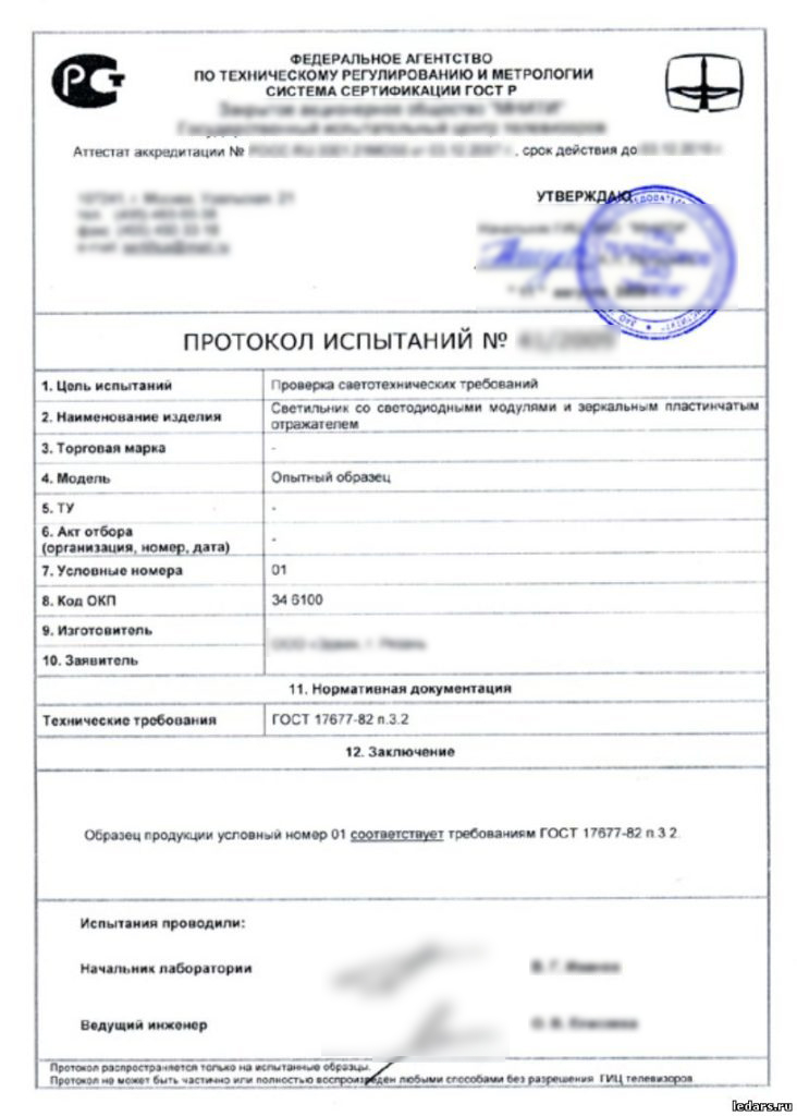 Протокол испытаний